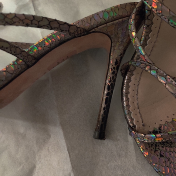 Jean-Michel Cazabat Holographic Snake Print Leather Stilettos - Picture 4 of 8